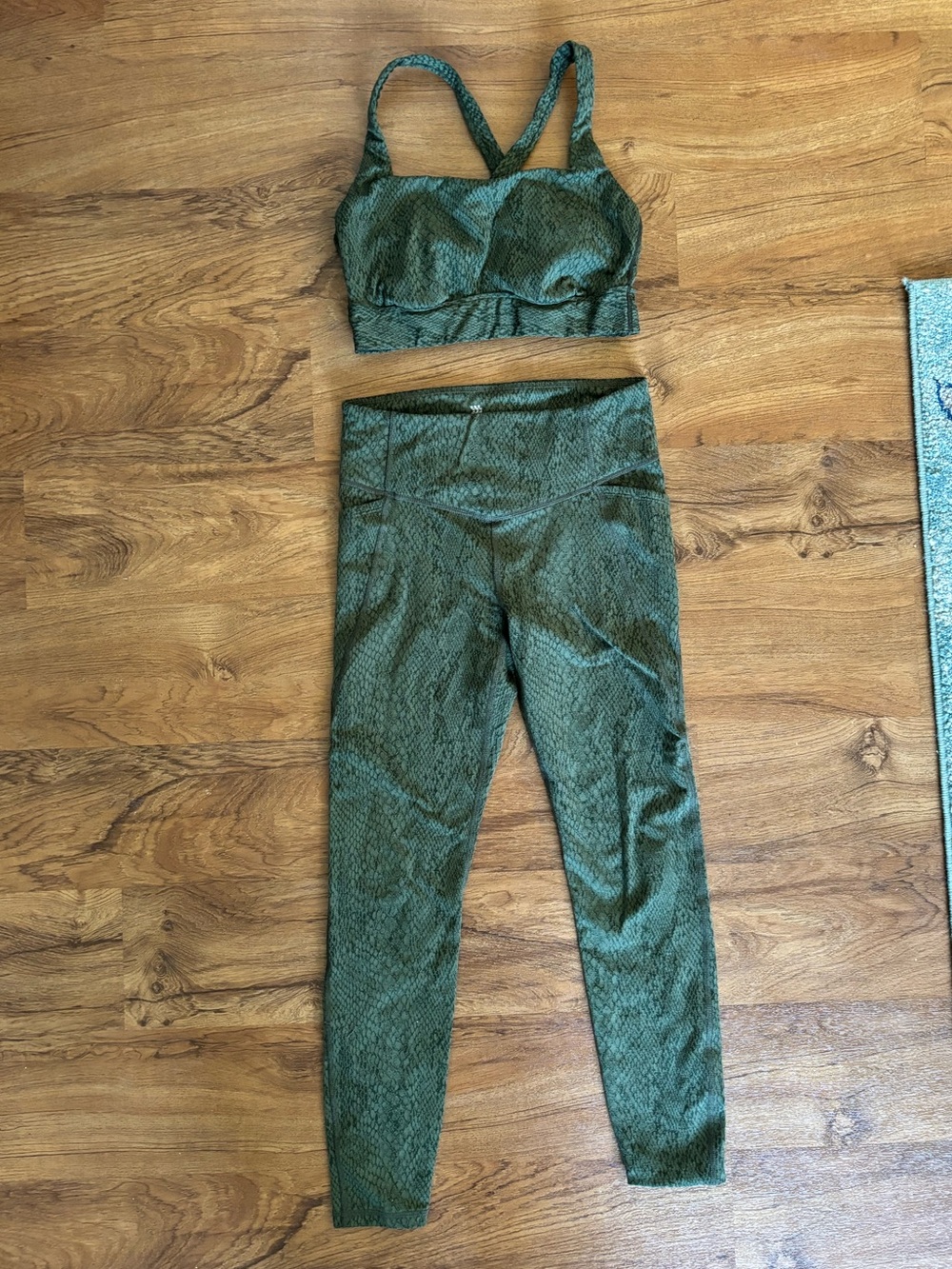 All in Motion Green Snake Print Leggings and Sports Bra Set